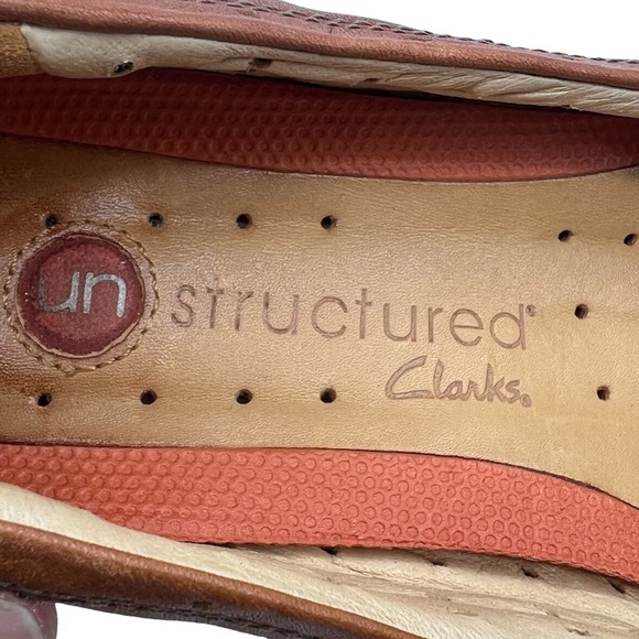 Clarks Brown Unstructured Leather Flats Size 7 Women's - Picture 2 of 9